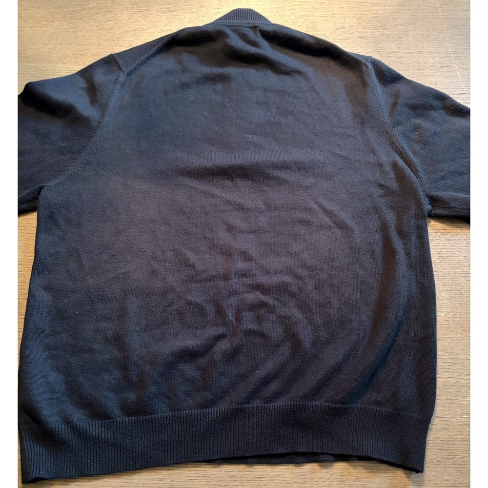 Eddie Bauer Mens Navy Blue Cotton Cashmere Quarter Zip Sweater Large Mock Neck - Picture 6 of 10